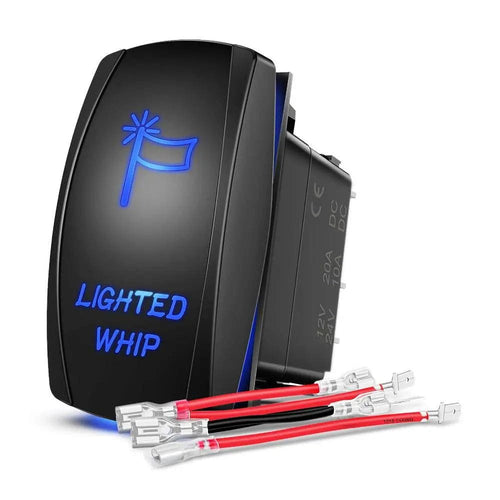 Nilight 5Pin Laser On/Off Lighted Whip Rocker Switch Blue