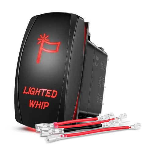 Nilight 5Pin Laser On/Off Lighted Whip Rocker Switch Red