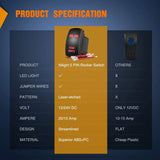 Nilight 5Pin Laser On/Off Rear Lights Rocker Switch Red, view 6