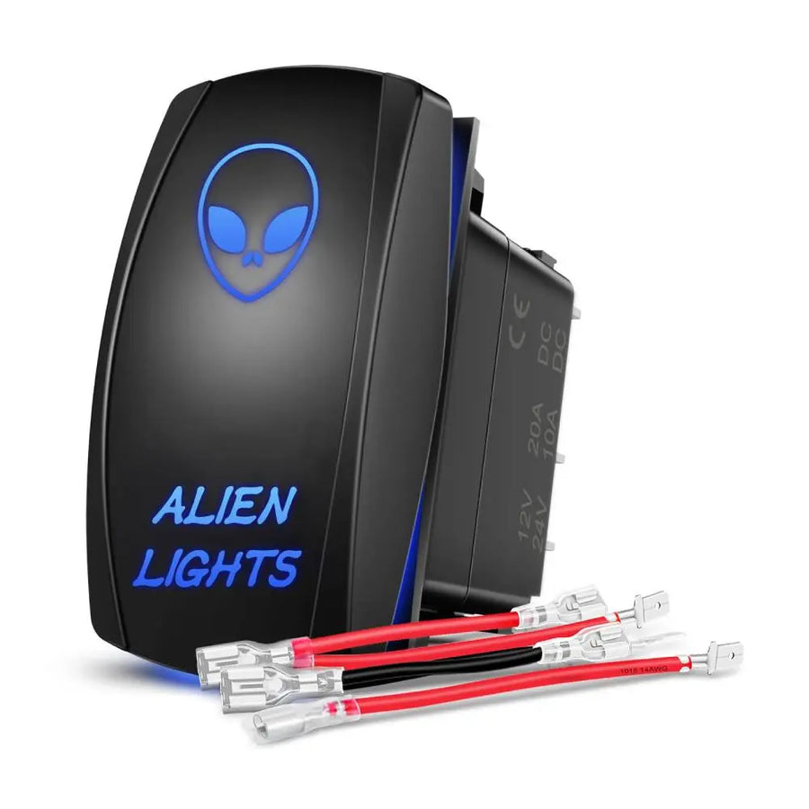 Nilight 5Pin Laser On/Off SPST Alien Lights Rocker Switch Blue