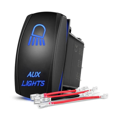 Nilight 5Pin Laser On/Off SPST Aux Lights Rocker Switch Blue