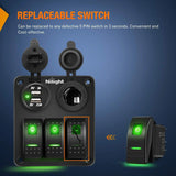 Nilight 6Pcs 5Pin SPST On/Off Rocker Switch Green, view 5