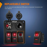 Nilight 6Pcs 5Pin SPST On/Off Rocker Switch Red, view 5