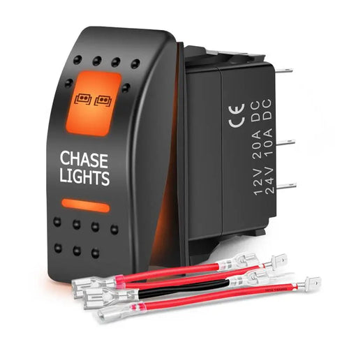 Nilight 5Pin SPST On/Off UTV Chase Lights Rocker Switch Orange Backlit