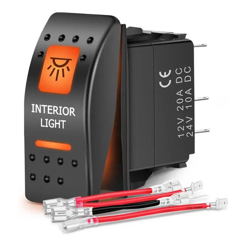 Nilight 5Pin SPST On/Off UTV Interior Light Rocker Switch Orange Backlit