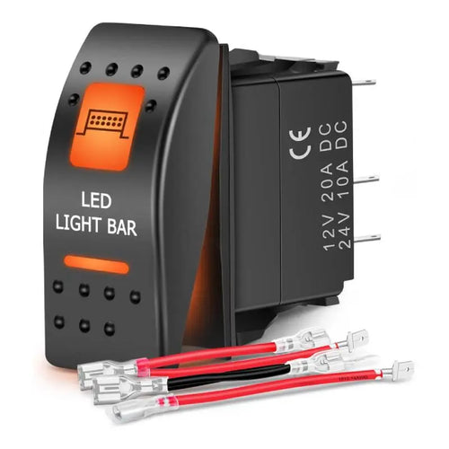 Nilight 5Pin SPST On/Off UTV LED Light Bar Rocker Switch Orange Backlit