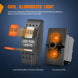 Nilight 5Pin SPST On/Off UTV Led Pod Lights Rocker Switch Orange Backlit, view 4