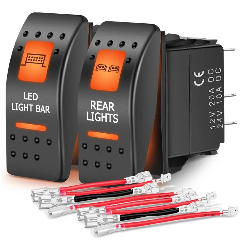 Nilight 5Pin SPST On/Off UTV Rear Lights Led Light Bar Rocker Switch Orange Backlit (2 Packs)
