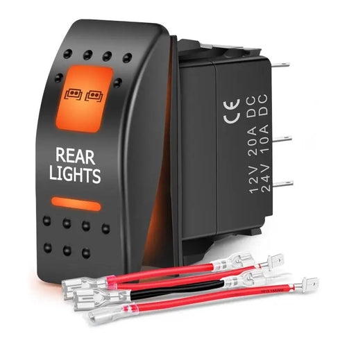Nilight 5Pin SPST On/Off UTV Rear Lights Rocker Switch Orange Backlit