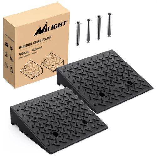 Nilight 6.3 Inch 7000lbs Load Capacity Rise Height Heavy Duty Rubber Curb Ramp (Pair)