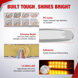 Nilight 6.3 Inch Amber Rectangle Side Marker Light, White Lens, High Low Strobe | 12 LED IP67 Waterproof Chrome Bezel 12V Surface Mount Marker & Clearance Light Fits Pickup Trucks Trailers RVs Boats,10 Pack, view 4