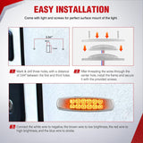Nilight 6.3 Inch Amber Rectangle Side Marker Light, White Lens, High Low Strobe | 12 LED IP67 Waterproof Chrome Bezel 12V Surface Mount Marker & Clearance Light Fits Pickup Trucks Trailers RVs Boats,10 Pack, view 6