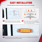 Nilight 6.3 Inch Amber Rectangle Side Marker Light, White Lens, High Low Strobe | 12 LED IP67 Waterproof Chrome Bezel 12V Surface Mount Marker & Clearance Light Fits Pickup Trucks Trailers RVs Boats,20 Pack, view 6