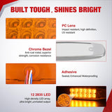 Nilight 6.3 Inch Amber Rectangle Side Marker Light with High Low Strobe | 12 LED IP67 Waterproof Chrome Bezel 12V Surface Mount Marker & Clearance Light Fits Pickup Trucks Trailers RVs Boats,20 Pack, view 4