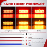 Nilight 6.3 Inch Amber Red Rectangle Side Marker Light with High Low Strobe | 12 LED IP67 Waterproof Chrome Bezel 12V Surface Mount Marker & Clearance Light Fits Pickup Trucks Trailers RVs Boats,20 Pack, view 2
