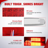 Nilight 6.3 Inch Red Rectangle Side Marker Light with High Low Strobe | 12 LED IP67 Waterproof Chrome Bezel 12V Surface Mount Marker & Clearance Light Fits Pickup Trucks Trailers RVs Boats,10 Pack, view 4