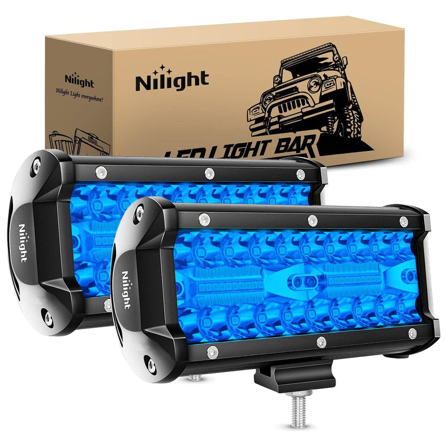 Nilight 6.5 Inch 120W Triple Row Spot Blue Led Pods (Pair)