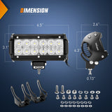 Nilight 6.5 Inch 36W 1260LM Double Row Flood Led Light Bars with Amber/Black Covers (Pair), view 3