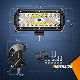 Nilight 6.5Inch Off-Road LED Light Bar, 2PCS 120W 3 Lighting Modes (White/Amber/White&Amber) Driving Fog Light Spot Flood Lights with 18AWG Wiring Harness for Truck Car ATV SUV Jeep Boat, view 2