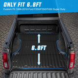 Nilight 6.8ft Rubber Short Trunk Bed For 1999-2016 Ford F250/F350/F450 Super Duty, TPE Heavy-Duty Pick-up Bed Liner for 1999-2016 Ford F Accessories, Anti-Slip Texture, All Weather Protection, view 2