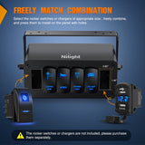 Nilight 6 Gang Rocker Switch Box 6 Holes Panel Detachable Installation Housing Waterproof Aluminum Rotatable Mount Bracket 12V 24V DIY Toggle Switches Voltmeter USB Socket for Boats Cars RVs Trucks, view 4