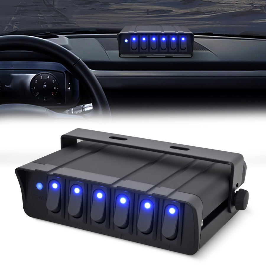 Nilight 6 Gang Rocker Switch Box Waterproof SPST Toggle Panel Blue LED 12V 24V 20A 60Amp Max for Automotive Cars Vehicles Boats RVs Campers SUVs