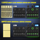 Nilight 6 Gang Rocker Switch Panel Waterproof Pre-Wired Aluminum Panels with PD Type C and USB Cigarette Lighter Socket Voltmeter 12V 24V ON Off Switches for Car Trucks Boats RVs Green, view 5