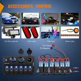 Nilight 6 Gang Rocker Switch Panel Waterproof Pre-Wired Aluminum Power Control Marine Panels with PD Type C and USB Cigarette Lighter Socket Voltmeter 12V 24V ON Off Switches for Car Trucks Boats RVs, view 3