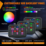 Nilight 6 Gang Switch Panel Circuit Control Relay System APP RGB Backlight Fuse Wiring Harness Toggle Momentary Strobe Flash Modes Automatic Dimmable 12V 24V ON Off Pod for Car Truck Camper SUV, view 4