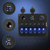 Nilight 6 Gang Toggle Rocker Switch Panel with Digital Voltmeter and Cigarette Socket Double USB Power Charger Adapter Overload Protection, view 5