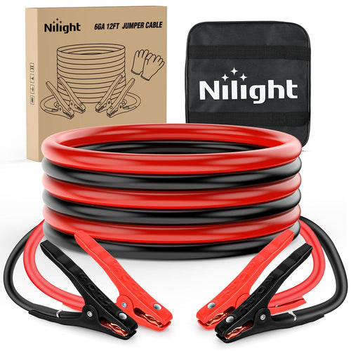 Nilight 6 Gauge 12 FT Heavy Duty Jumper Cable