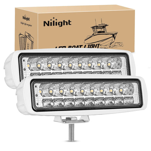 Nilight 6 Inch 54W Flood White Case Blue Led Work Lights (Pair)