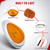 Nilight 6 Inch Amber Teardrop Side Marker Light,18 LED Turn Signal | Amber Lens Chrome Bezel IP67 Waterproof Surface Mount 2 Pack Fits Freightliner Century Columbia & Coronado Trucks Trailers, view 3