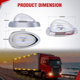 Nilight 6 Inch Amber Teardrop Side Marker Light,18 LED Turn Signal | Clear Lens Chrome Bezel IP67 Waterproof Surface Mount 2 Pack Fits Freightliner Century Columbia & Coronado Trucks Trailers, view 2