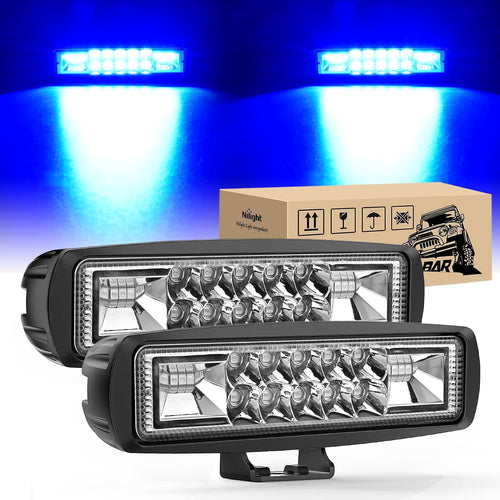 Nilight 6 Inch Blue LED Light Pods 2 PCS 60W Flood Spot Combo Beam Off Road Driving Fog Fishing Hunting Emergency Safety Signal Deck Trailer Lighting for 12V 24V ATV UTV Pickup Truck Tractor Boat