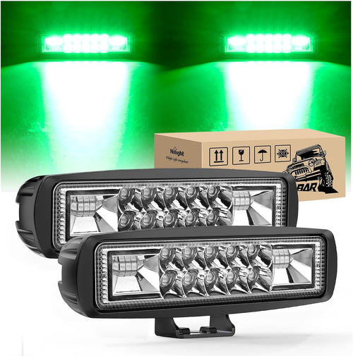 Nilight 6 Inch Green LED Light Pods 2 PCS 60W Flood Spot Combo Beam Off Road Driving Fog Fishing Hunting Emergency Safety Signal Trailer Lighting for 12V 24V ATV UTV Pickup Truck Tractor Boat