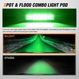 Nilight 6 Inch Green LED Light Pods 2 PCS 60W Flood Spot Combo Beam Off Road Driving Fog Fishing Hunting Emergency Safety Signal Trailer Lighting for 12V 24V ATV UTV Pickup Truck Tractor Boat, view 4