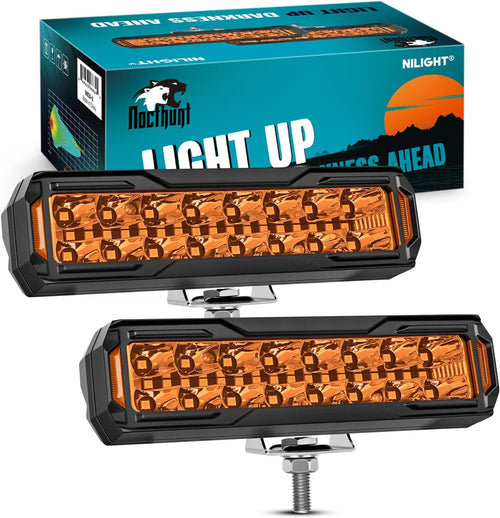 Nilight 6 Inch LED Light Bar 2PCS 50W Amber Spot Flood Combo Lamps | Off Road Driving Work Fog Lights IP67 Waterproof for Truck Pickup SUV ATV UTV Boat Motorcycle 4x4 Car