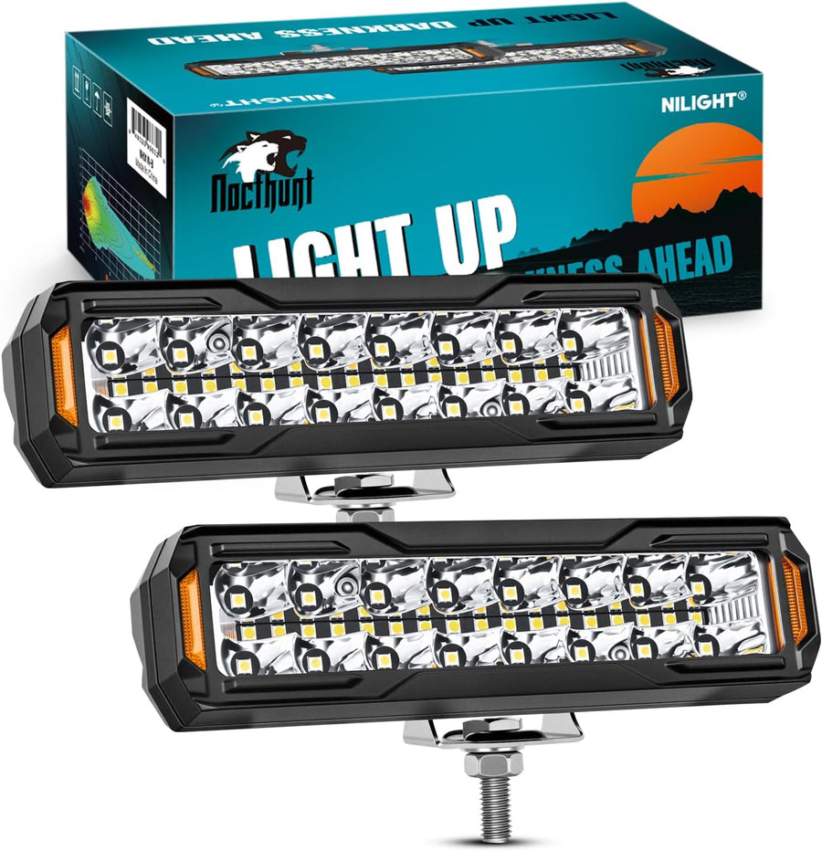 Nilight 6 Inch LED Light Bar 2PCS 50W Spot Flood Combo Lamps | Off Road Driving Work Fog Lights IP67 Waterproof for Truck Pickup SUV ATV UTV Boat Motorcycle 4x4 Car