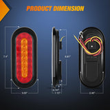 Nilight 6 Inch Oval Trailer Tail Light 2 PCS Red Brake Stop Amber Left Right Turn Signals Lights with Flush Mount Grommets Plugs Mounting Brackets for RV Truck Luggage Rack, view 2