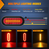 Nilight 6 Inch Oval Trailer Tail Light 2 PCS Red Brake Stop Amber Left Right Turn Signals Lights with Flush Mount Grommets Plugs Mounting Brackets for RV Truck Luggage Rack, view 4