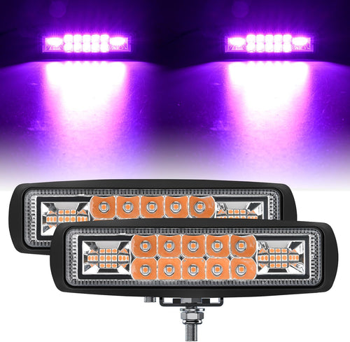 Nilight 6 Inch Purple LED Light Pods 2 PCS 60W Flood Spot Combo Beam Off Road Driving Decoration Neon Hunting Lighting for 12V 24V ATV UTV Pickup Truck Tractor