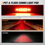 Nilight 6 Inch Red LED Light Pods 2 PCS 60W Flood Spot Combo Beam Off Road Driving Fog Fishing Hunting Emergency Safety Signal Trailer Lighting for 12V 24V ATV UTV Pickup Truck Tractor Boat, view 4
