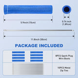Nilight 6 Inch Spark Plug Wire Heat Shield Sleeve 8PCS Blue | 3002°F Boot Protector with 10 Metal Zip Ties, Replacement for LS1 LS2 SBC BBC 350 454 Car Truck, view 2