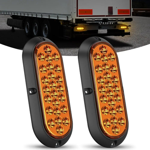 Nilight 6 Inch Oval Amber 24Leds Trailer Tail Lights 2Pcs