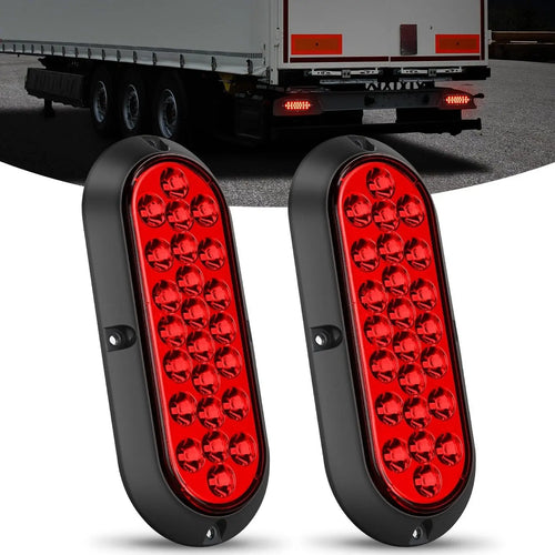 Nilight 6 Inch Oval Red 24Leds Trailer Tail Lights 2Pcs