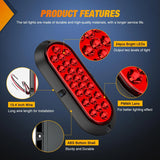 Nilight 6 Inch Oval Red 24Leds Trailer Tail Lights 2Pcs, view 4