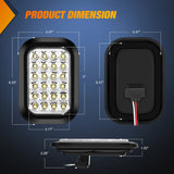 Nilight 6 Pcs 5 X 3 Inch 24 Led Red & White Rectangular Trailer Tail Light, view 2