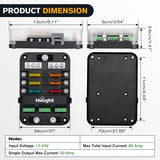 Nilight 6 Way Fuse Relay Block with Acc Control Negative Bus 12V Blade Holder ATC/ATO Box Label Stickers Waterproof Cover Panel for Automotive Cars Motorcycle RVs Vans, view 2