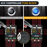 Nilight 6 Way Fuse Relay Block with Acc Control Negative Bus 12V Blade Holder ATC/ATO Box Label Stickers Waterproof Cover Panel for Automotive Cars Motorcycle RVs Vans, view 6